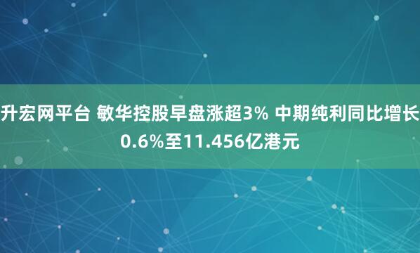 升宏网平台 敏华控股早盘涨超3% 中期纯利同比增长0.6%至11.456亿港元